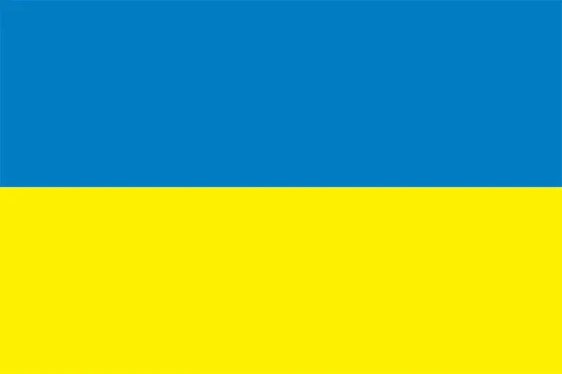 The image depicts the national flag of Ukraine, which features a simple and bold design of two horizontal bands. The top band is a vivid sky blue, and the bottom band is a bright sunflower yellow. This flag symbolizes the blue sky above the fertile plains of Ukraine. The flag is a representation of national pride and is used in various contexts to signify the country and its people. The colors are solid and uniform, giving the flag a clean and striking appearance. This design is recognized internationally and is often seen during international events, protests, and celebrations involving Ukraine. It serves as a powerful symbol of the nation's identity and unity.