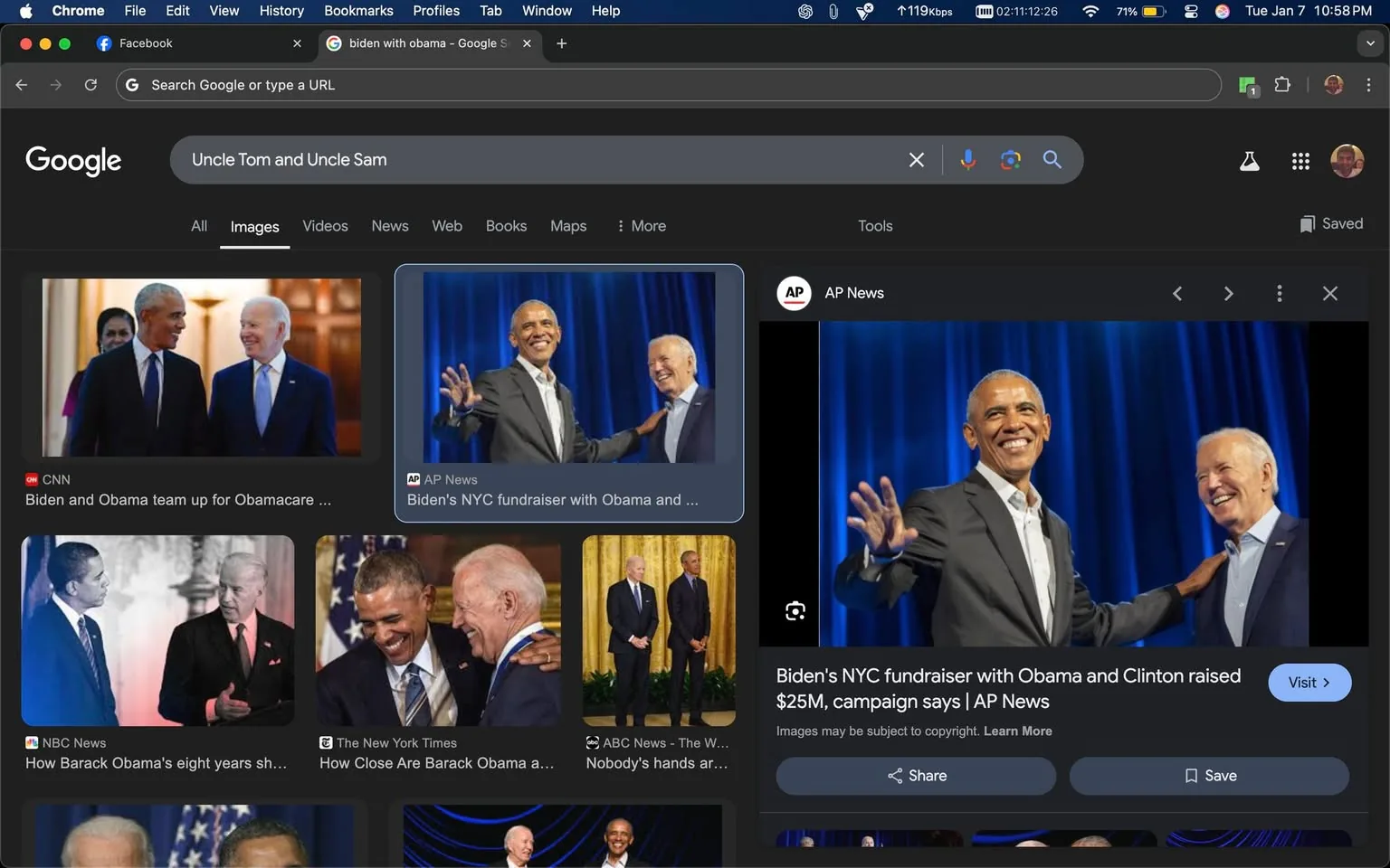 At a public event, two individuals are seen engaging with each other, likely at a fundraiser. One person is wearing a dark suit with a light-colored shirt and tie, while the other is dressed in a similar style. They are both smiling, suggesting a friendly atmosphere. The background features blue drapery, indicating a formal setting. The expressions on their faces convey warmth and camaraderie, with one person gesturing with their hand, possibly in mid-conversation. The overall mood appears positive and engaging, typical of a fundraising event.