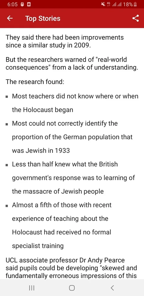 Holocaust Knowledge Warning