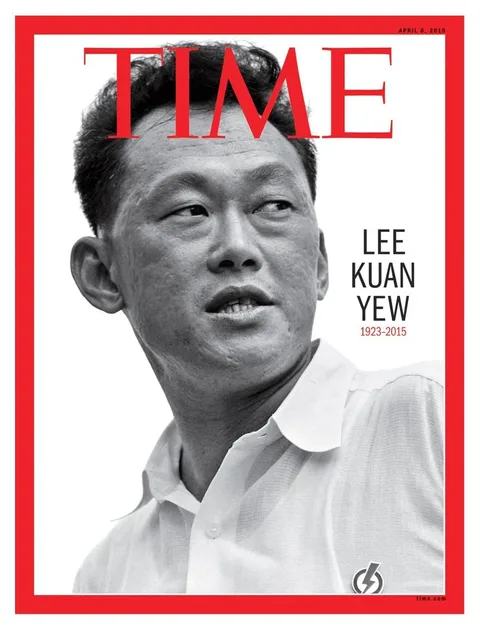 Lee Kuan Yew is featured on the cover of TIME magazine, dated April 6, 2015. The cover is a tribute to him, marking the years 1923-2015, signifying his birth and passing. The black and white photograph captures Lee Kuan Yew in a medium close-up shot. He is wearing a light-colored shirt with a visible logo on the collar, looking slightly to the side with a thoughtful expression. The overall tone is somber yet respectful, aligning with the nature of a tribute. The iconic red border and large, bold "TIME" title are prominently displayed at the top, typical of the magazine's design. The simplicity of the composition, along with the monochromatic theme, emphasizes the significance of Lee Kuan Yew's impact and legacy. The image conveys a sense of reverence and reflection, commemorating his contributions and leadership.
- Title: "TIME"
- Site / app: "time.com"
