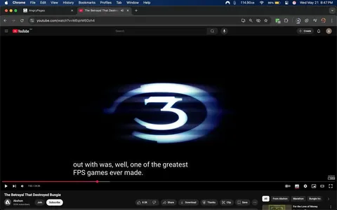 The image displays a video player interface from YouTube. The main visual element is a stylized logo featuring the number "3" prominently displayed in the center. The logo is encircled by a smooth, blue gradient that creates a sense of motion, suggesting a dynamic or energetic theme. The background is predominantly black, which enhances the visibility of the logo and gives it a striking appearance.

Below the logo, there is a subtitle area containing readable text that states: "out with was, well, one of the greatest FPS games ever made." This text is white and appears against the black background, making it easily legible. The subtitle is part of a video that is currently playing, as indicated by the progress bar below it, which shows that the video is at the 7:02 mark of a total duration of 24:36.

In the lower part of the image, there are various controls typical of a video player, including buttons for play/pause, share, download, and options to save the video. The channel name "Akshon" is displayed prominently, along with a subscriber count of "352K subscribers." There is also a button labeled "Join" next to the channel name, suggesting a membership option.

The interface includes a small icon indicating the channel's subscription status, represented by a bell symbol, which is commonly associated with notifications. The overall layout is clean and user-friendly, typical of modern video streaming platforms.

No people, clothing, or additional objects are visible in this image, as it focuses solely on the video player interface and its elements. The setting is digital, specifically within the context of an online video platform. There are no identifiable public figures or brands beyond the YouTube logo and the channel name.